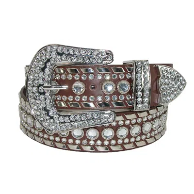 Ctm Women's 1 1/2 Inch Western Rhinestone Belt (plus Size Available) In Brown