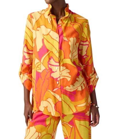 Joseph Ribkoff Tropical Print Blouse In Pink Multi In Pink