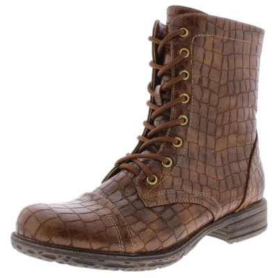 Very Volatile Underground Womens Faux Leather Snake Print Combat Boots In Brown