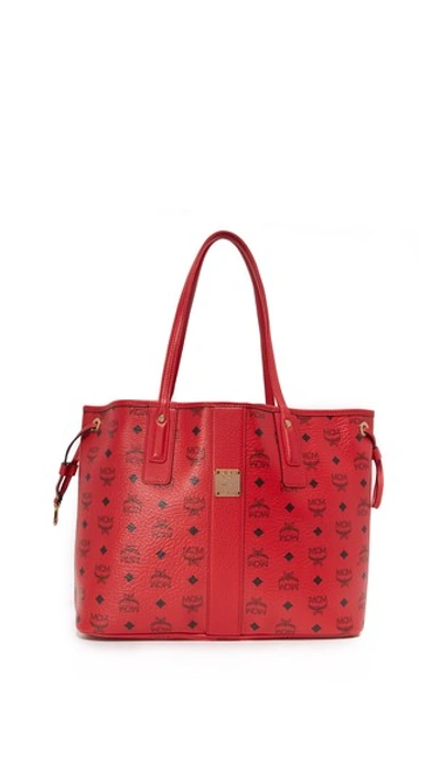 Mcm 'large Shopper Project' Reversible Coated Canvas Shopper In Ruby Red