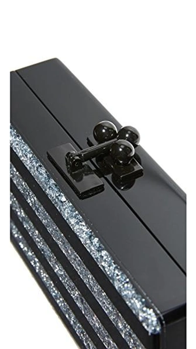 Shop Edie Parker Jean Striped Clutch In Black/silver Confetti