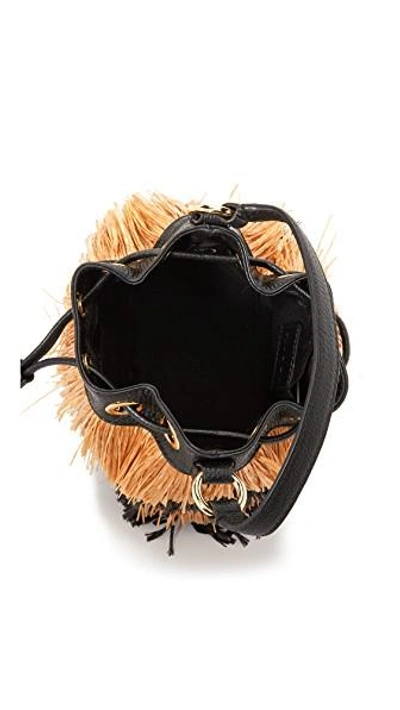 Shop Milly Raffia Bucket Bag In Black Multi