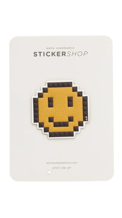 Shop Anya Hindmarch Pixelated Smiley Sticker In Mustard