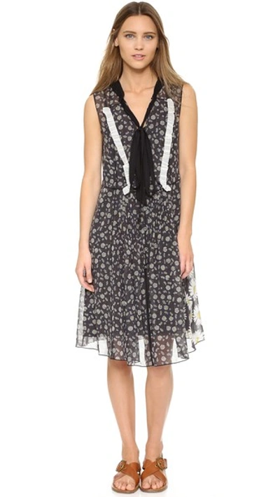 Shop Marc Jacobs V Neck Ruffle Dress In Black Multi