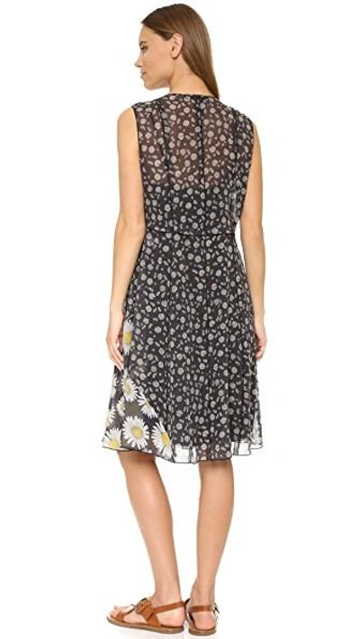 Shop Marc Jacobs V Neck Ruffle Dress In Black Multi