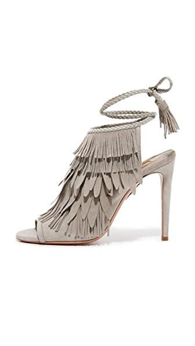 Shop Aquazzura So Pocahontas Sandals In Light Grey