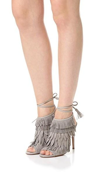 Shop Aquazzura So Pocahontas Sandals In Light Grey