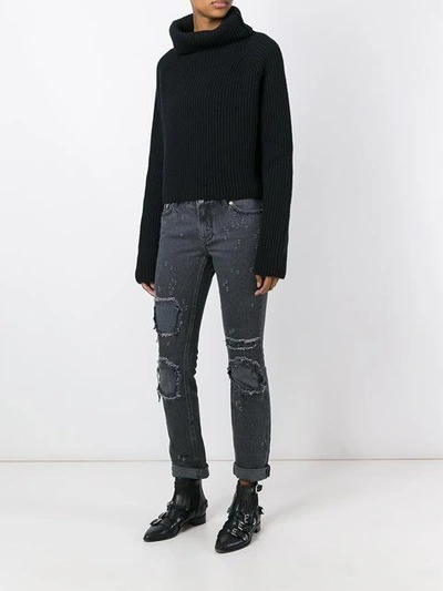 Shop Givenchy Distressed Skinny Jeans In Black