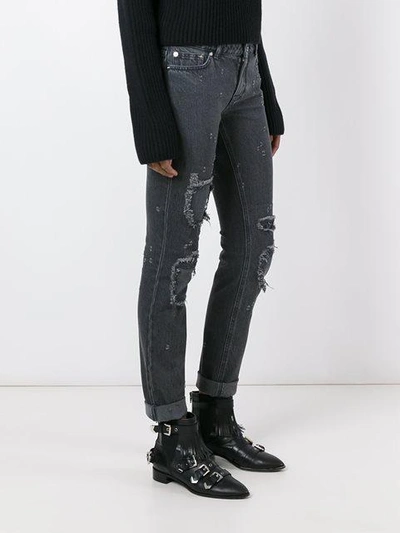Shop Givenchy Distressed Skinny Jeans In Black