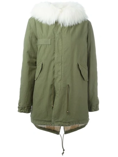 Mr & Mrs Italy Fox And Raccoon Fur Lined Jacket In Green