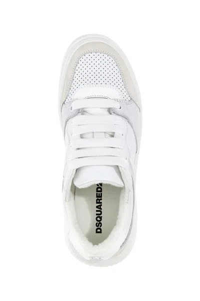 Dsquared2 Shielded Rubber Sole Sneakers With Perforated Toe In White