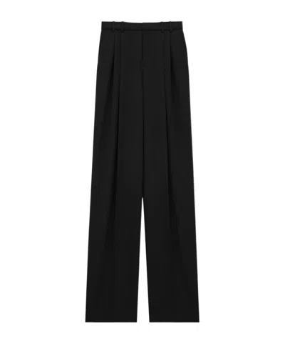 Saint Laurent Satin Flared Pants In Black