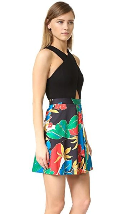 Shop Alice And Olivia Ali Crossover Cotton Dress In Jungle Hibiscus