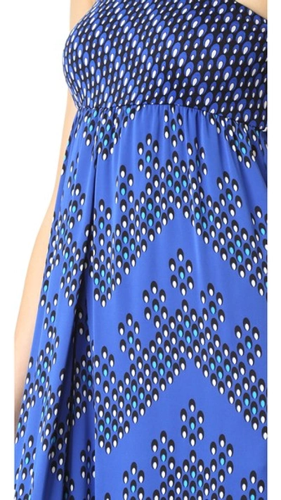 Shop Diane Von Furstenberg Strapless Ivena Jumpsuit In Chevron Dots Blue