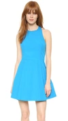 Alice And Olivia Fit & Flare Halterneck Sleeveless Dress In Jewel Blue