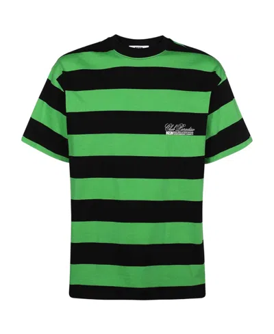 Msgm Striped-pattern Cotton T-shirt In Black