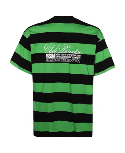 Msgm Striped-pattern Cotton T-shirt In Black