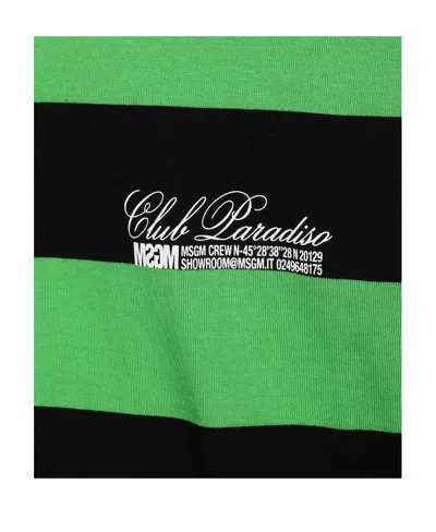Msgm Striped-pattern Cotton T-shirt In Black