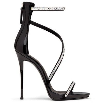 Giuseppe Zanotti Calliope Embellished Suede And Patent-leather Sandals In Black