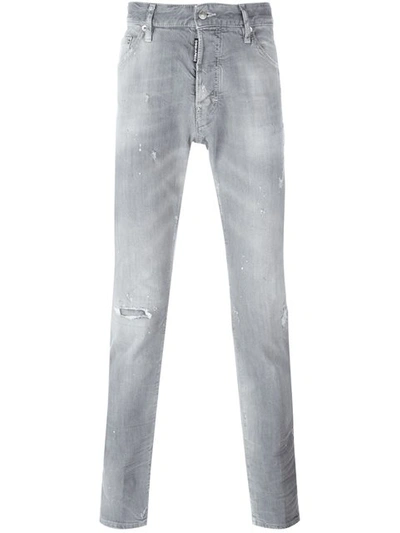 Dsquared2 Cool Guy Distressed Straight-leg Jeans In Grey