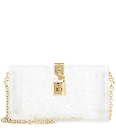 Shop Dolce & Gabbana Dolce Box Embellished Clutch In Ice