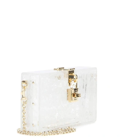 Shop Dolce & Gabbana Dolce Box Embellished Clutch In Ice