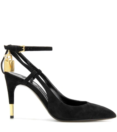 Shop Tom Ford Padlock Suede Pumps In Black