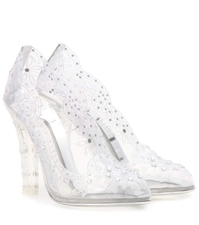 Shop Dolce & Gabbana Cinderella Embellished Transparent Pumps