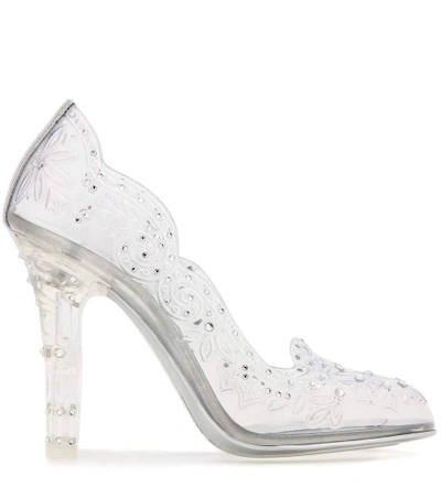 Shop Dolce & Gabbana Cinderella Embellished Transparent Pumps