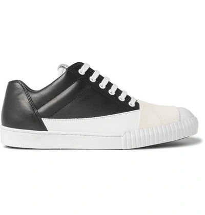 Shop Marni Rubber-panelled Leather Sneakers 