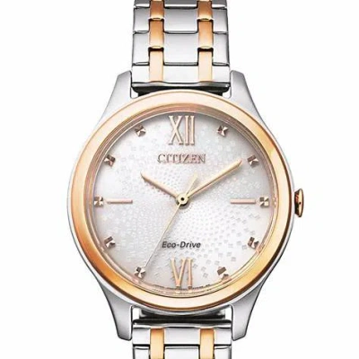 Citizen Em0506-77a Women's Eco-drive Two-tone Stainless Steel Watch, Ivory Dial
