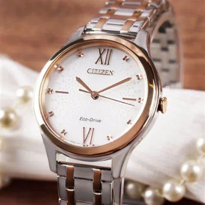 Citizen Em0506-77a Women's Eco-drive Two-tone Stainless Steel Watch, Ivory Dial