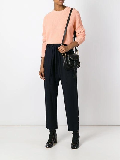 Shop Chloé Cropped Trousers In Blue