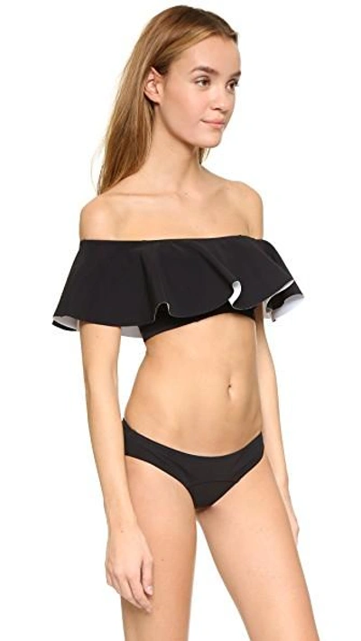 Shop Lisa Marie Fernandez Mira Flounce Bikini In Black/white
