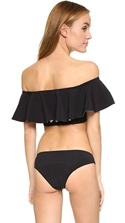 Shop Lisa Marie Fernandez Mira Flounce Bikini In Black/white