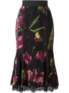 DOLCE & GABBANA tulip print fluted skirt,DRYCLEANONLY