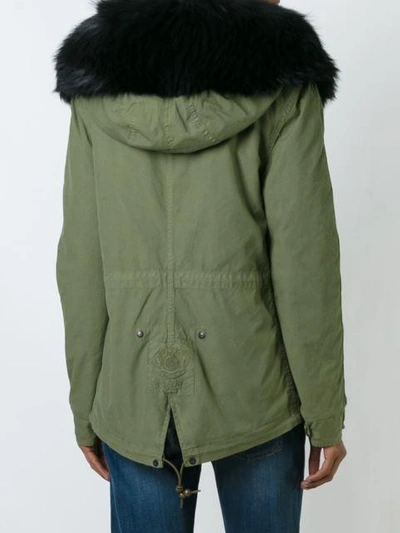 Shop Mr & Mrs Italy Rabbit And Raccoon Fur Lined Jacket In Green