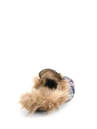 Shop Gucci Princetown Fur-lined Slippers In Multi Blue