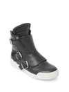 BALMAIN Quilted Leather High-Top Sneakers