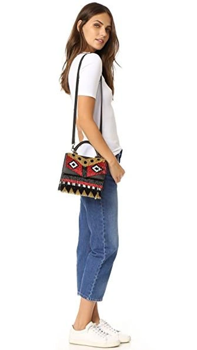 Shop Les Petits Joueurs Mini Alex Disco Fringe Satchel In Black