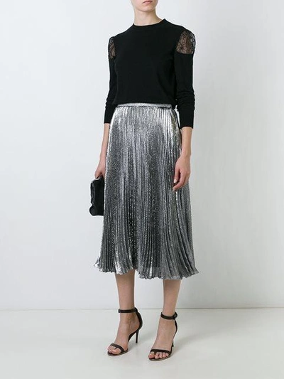 Shop Christopher Kane Lamé Pleated Skirt In Metallic