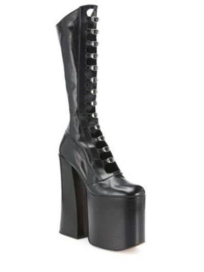 Marc Jacobs Kiki Strappy Leather Platform Boots In Black