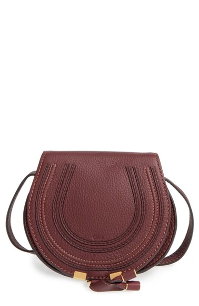 Shop Chloé 'mini Marcie' Leather Crossbody Bag In Dark Velvet