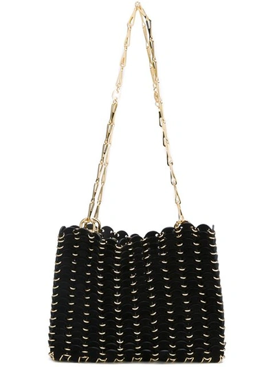 Paco Rabanne Suede And Chain Iconic Shoulder Bag In Black