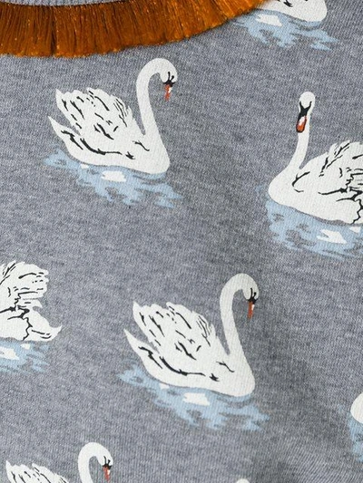 Shop Stella Mccartney Duck Print Fringed Sweatshirt - Grey