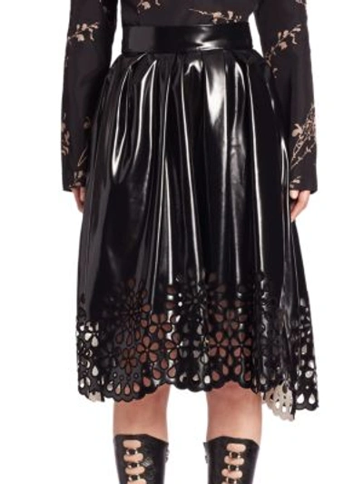 Shop Marc Jacobs Laser-cut Faux Leather Skirt In Black