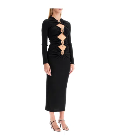 Christopher Esber Orbit Cut-out Midi Dress In Black Polyester In Black