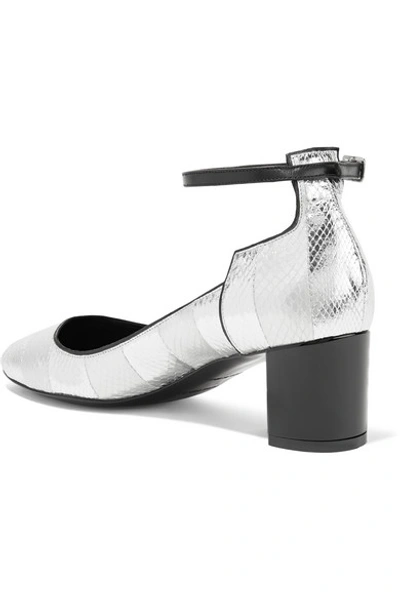 Shop Pierre Hardy Belle Striped Metallic Watersnake Pumps