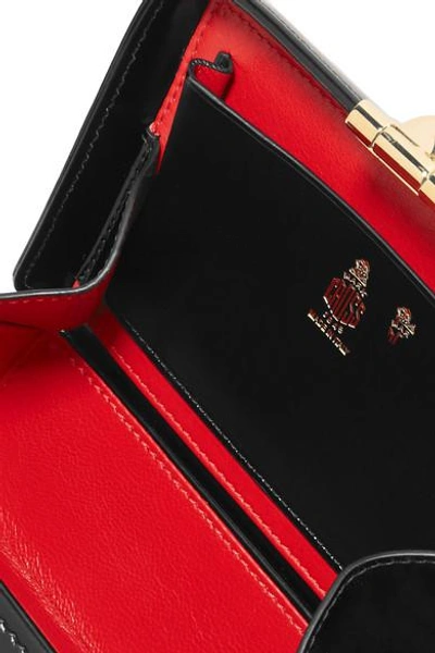 Shop Mark Cross Grace Mini Glossed-leather Shoulder Bag In Black