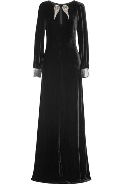 Shop Roberto Cavalli Embellished Velvet Gown